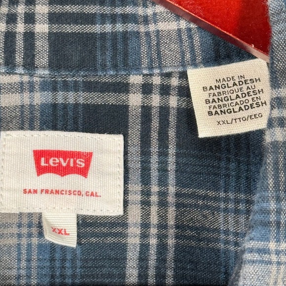 Levis Shirt Mens XXL Blue Plaid Classic Western Long Sleeve Button Up - Picture 4 of 11